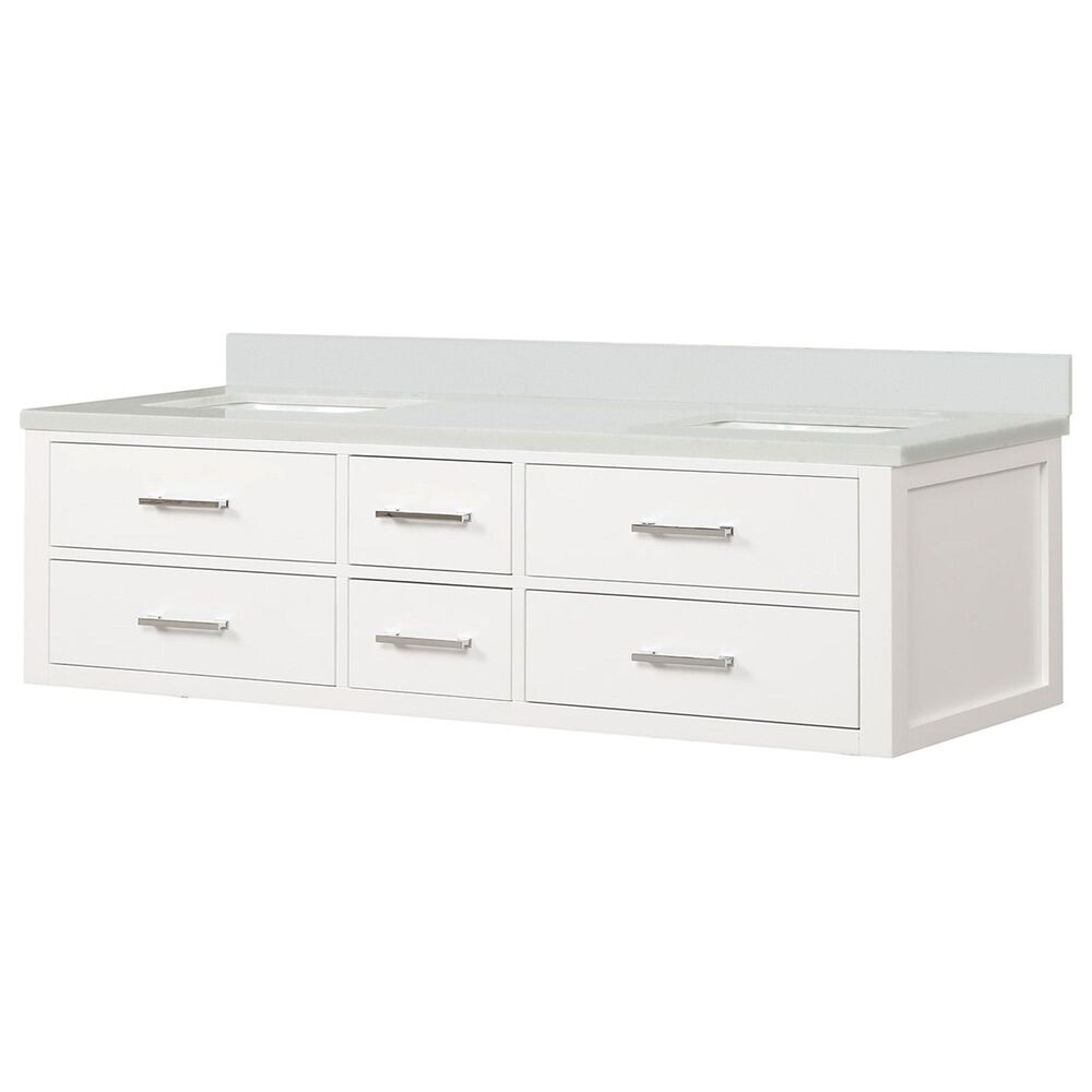 Lexora Home Castor 72" Double Bathroom Vanity in White with 2 cm White Quartz Top and Rectangular Sinks, , large