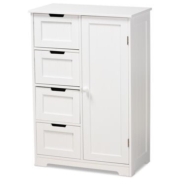 Baxton Studio Bauer 4-Drawer Bathroom Storage Cabinet in White, , large