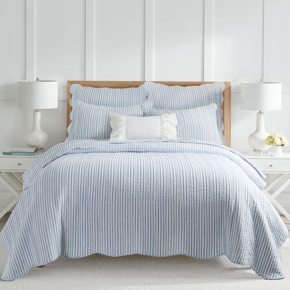 Levtex Martha Stripe 3-Piece King Quilt Set in Blue and White, , large