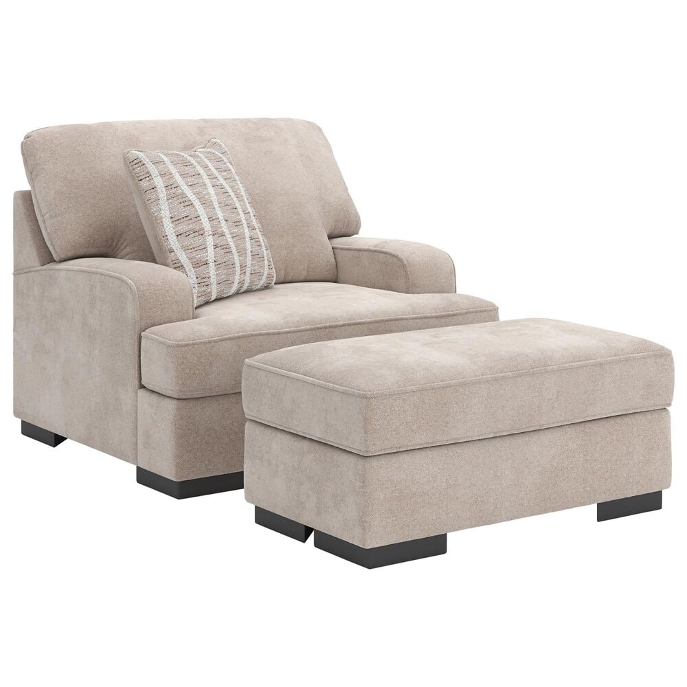 Ashley High Profile Chair and a Half with Ottoman in Taupe, , large