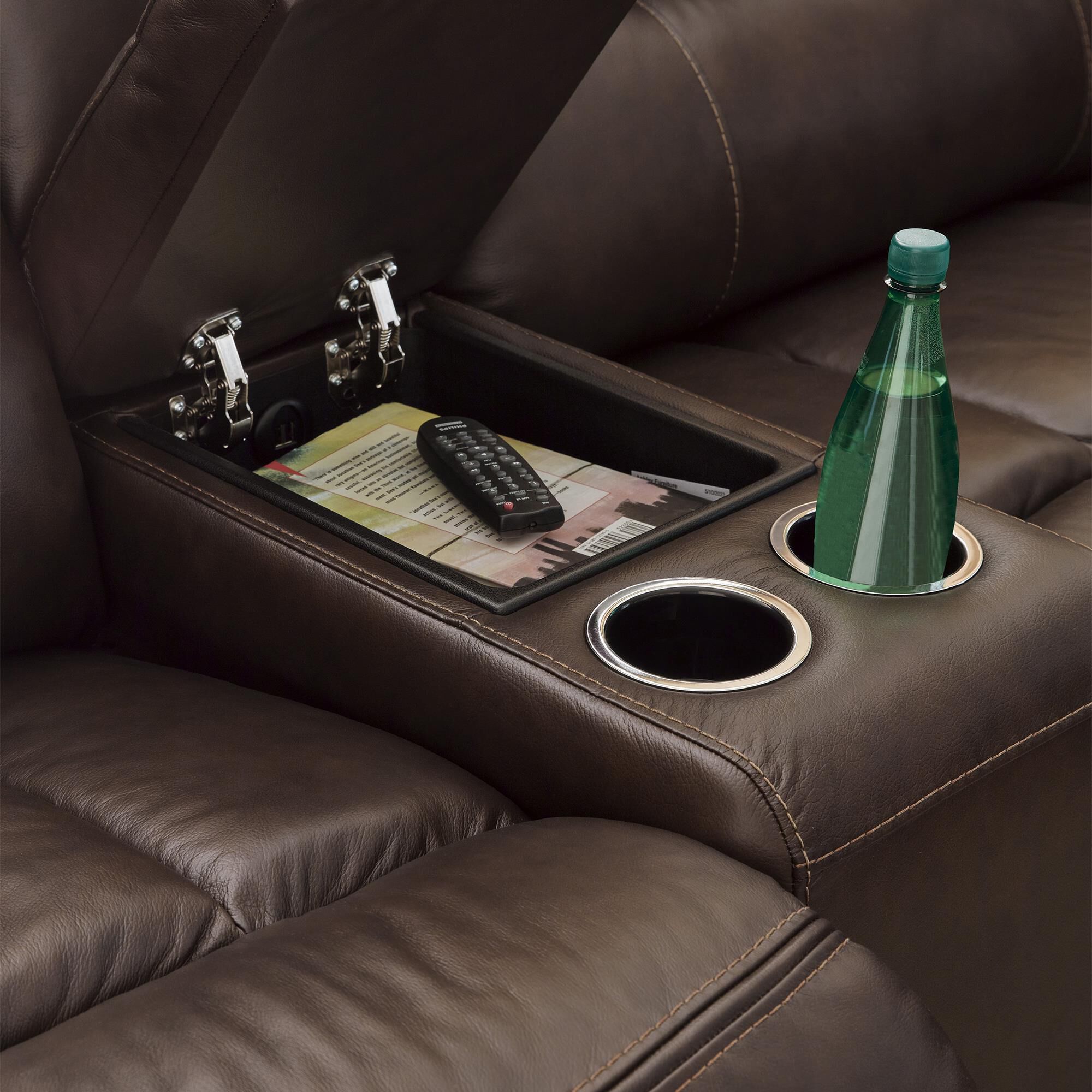 Signature Design by Ashley Family Circle 3 Piece Power Reclining Sectional in Dark Brown NFM