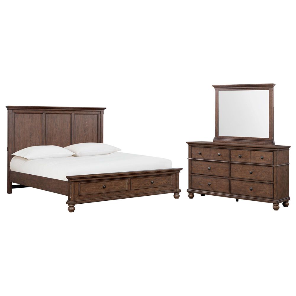 Riva Ridge Oxford 3 Piece King Panel Storage Bedroom Set in Cocoa with USB Ports, , large