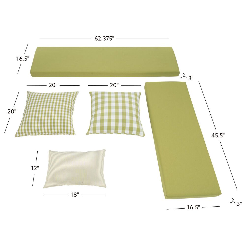Linon Home Decor Tobin 5-Piece Nook Cushion Set in Apple Green, , large