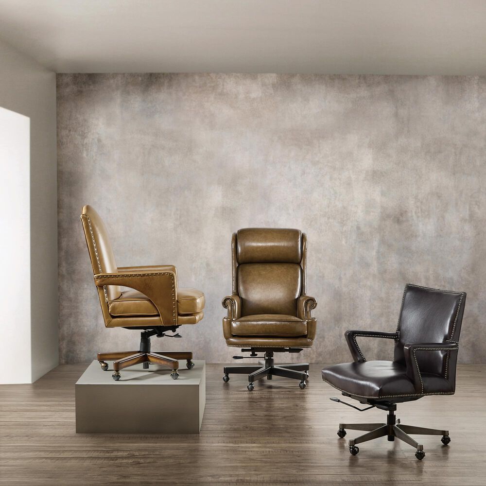 Hooker Furniture Rochelle Executive Swivel Tilt Chair in Warm Brown and Antique Gold, , large