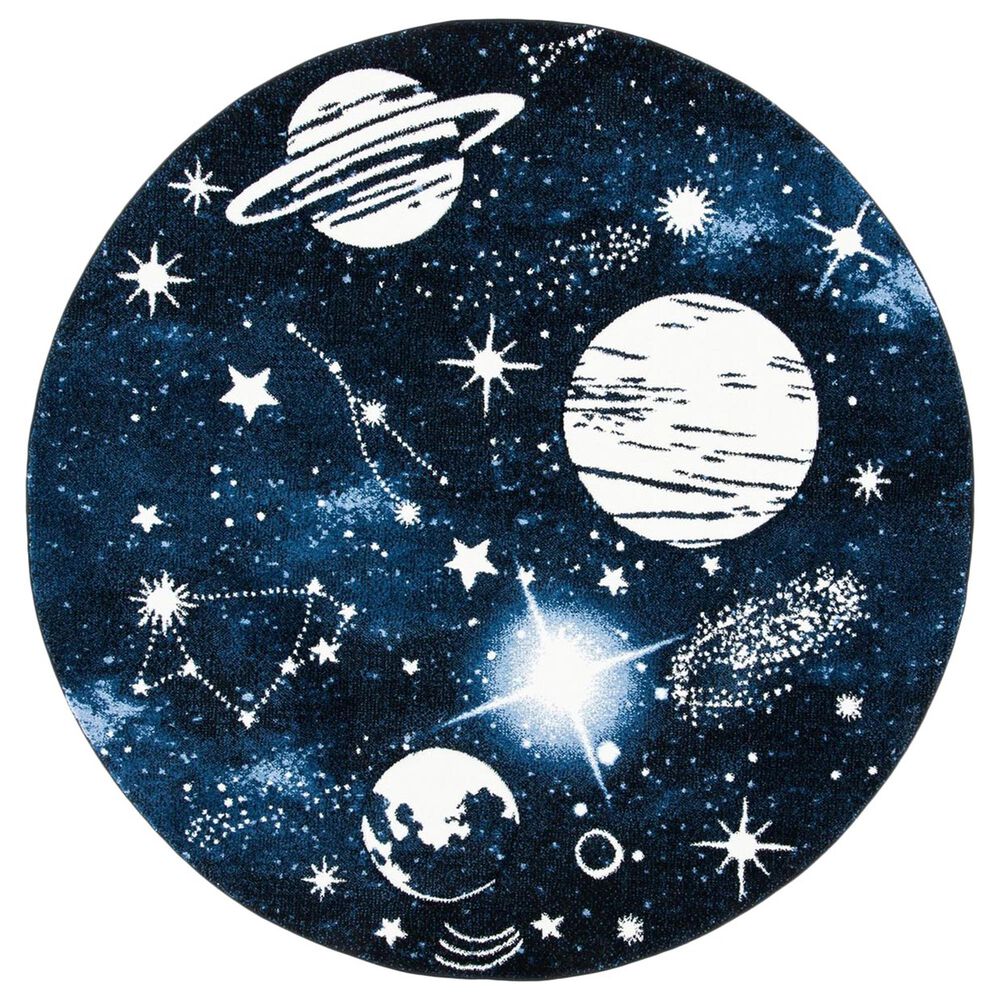 Safavieh Carousel 8" Round Dark Blue and Light Blue Kids  Area Rug, , large