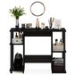 HOMLUX 38" Computer Desk with Dual Open Side Shelves in Espresso and Black, , large