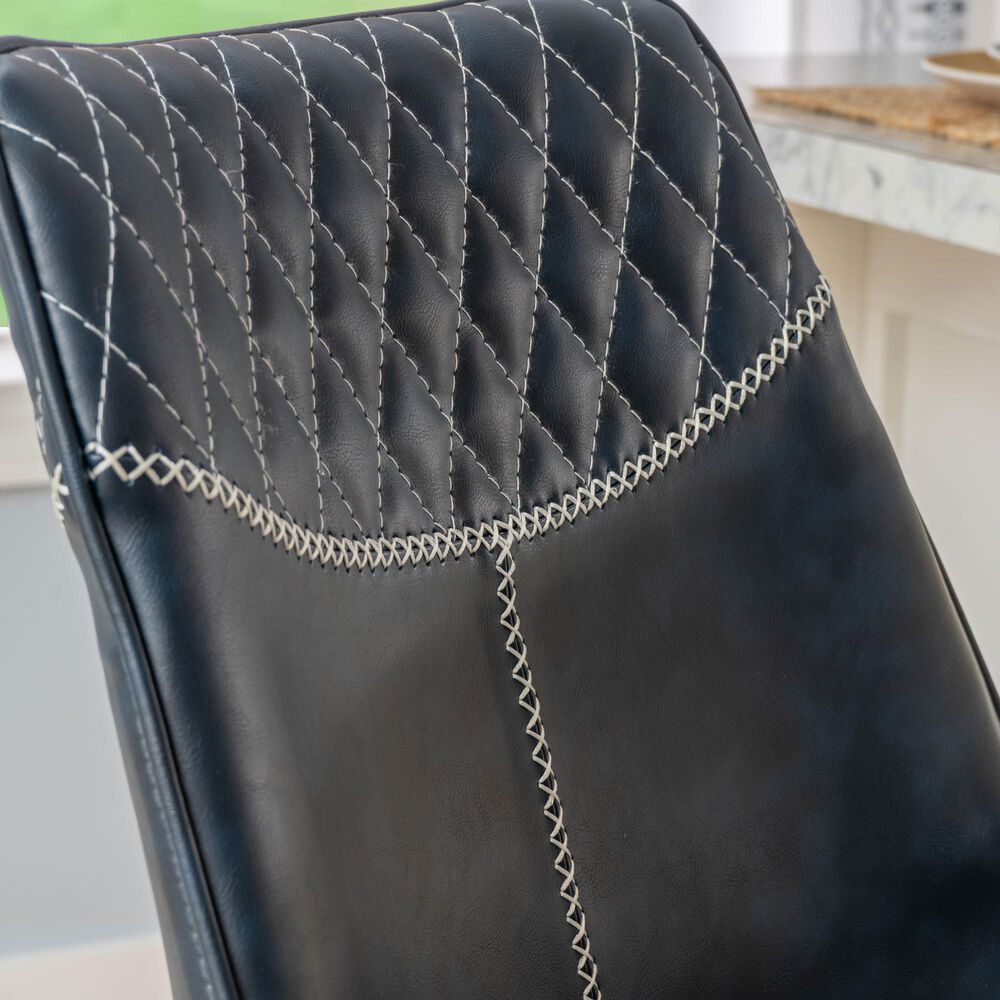 Linon Home Decor Elder 24" Counter Stool with Navy Cushion in Black, , large