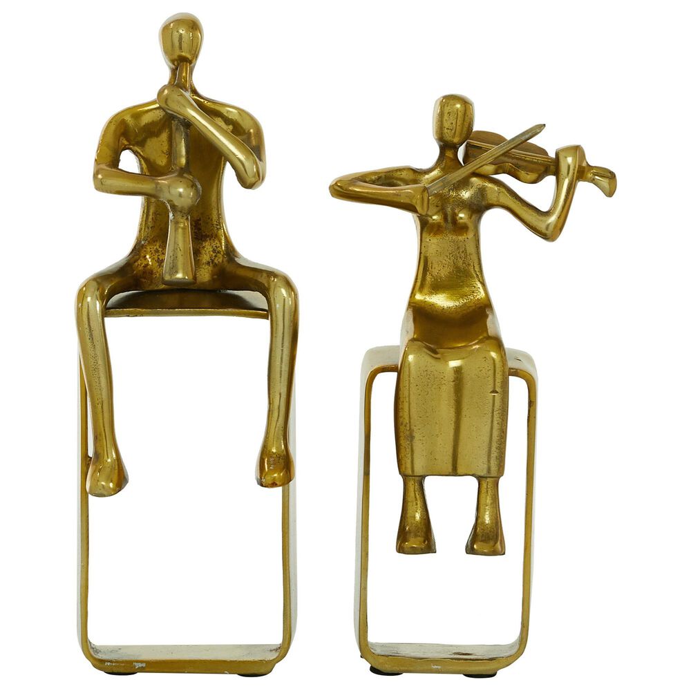 Maple and Jade 14&quot; Musician Sculpture in Gold &#40;Set of 2&#41;, , large