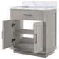 Lexora Home Abbey 30" Single Bathroom Vanity in White Oak with 2 cm White Carrara Marble Top and Rectangular Sink, , large