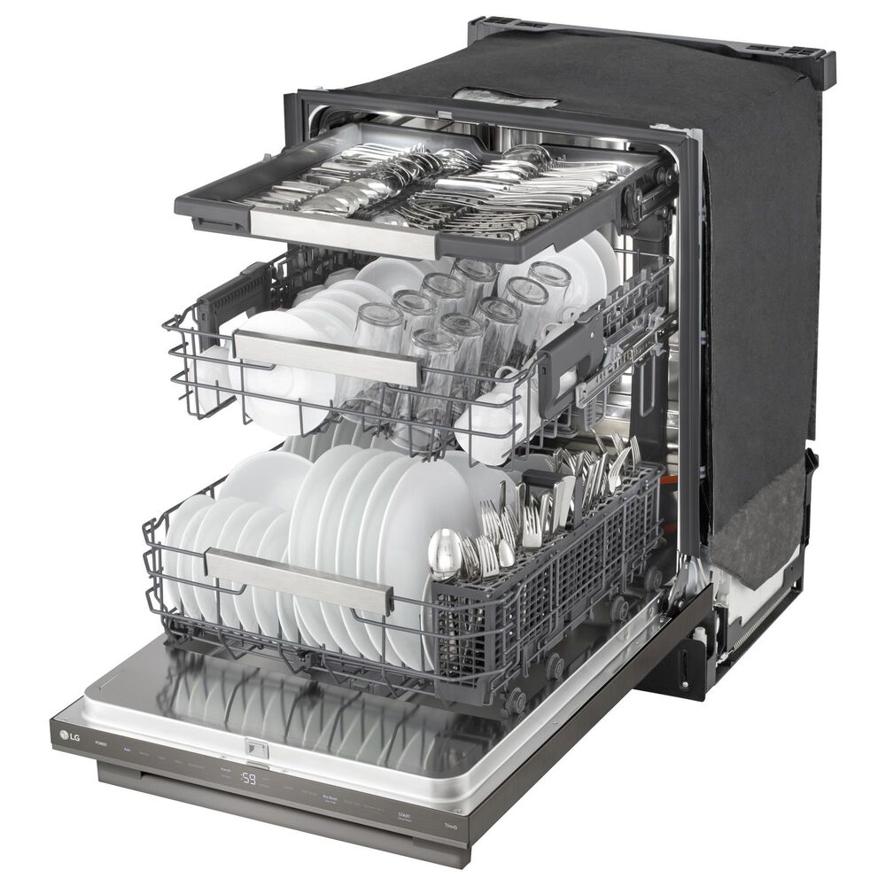 LG 24" Built-In Bar Handle Dishwasher with 3rd Rack in Black Stainless Steel, , large