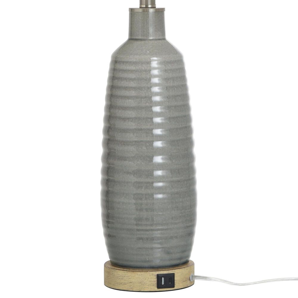 Flair Industries 30&quot; Ceramic Table Lamp with USB Ports in Gray Washed, , large