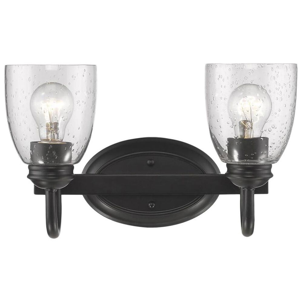 Golden Lighting Parrish 2-Light Bath Vanity in Black with Seeded Glass, , large