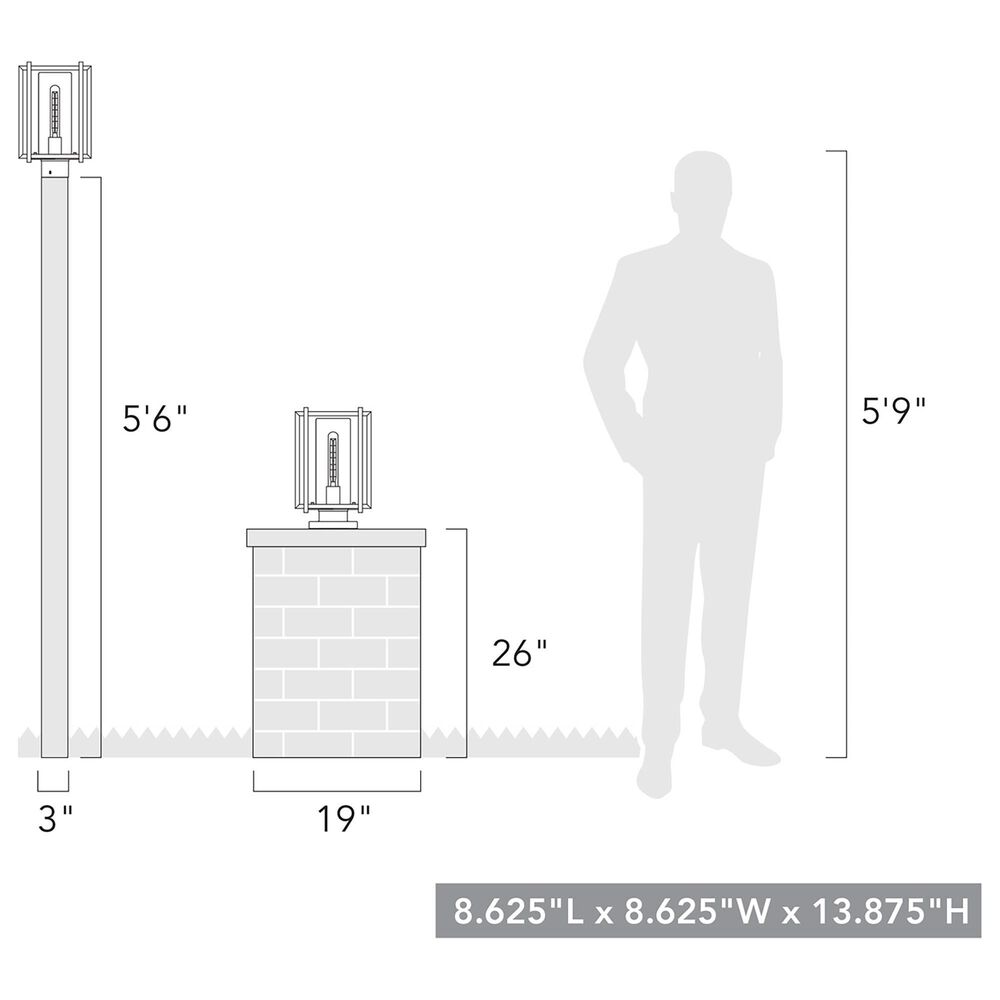 Golden Lighting Tribeca 1-Light Patio Post Mount in Natural Black, , large
