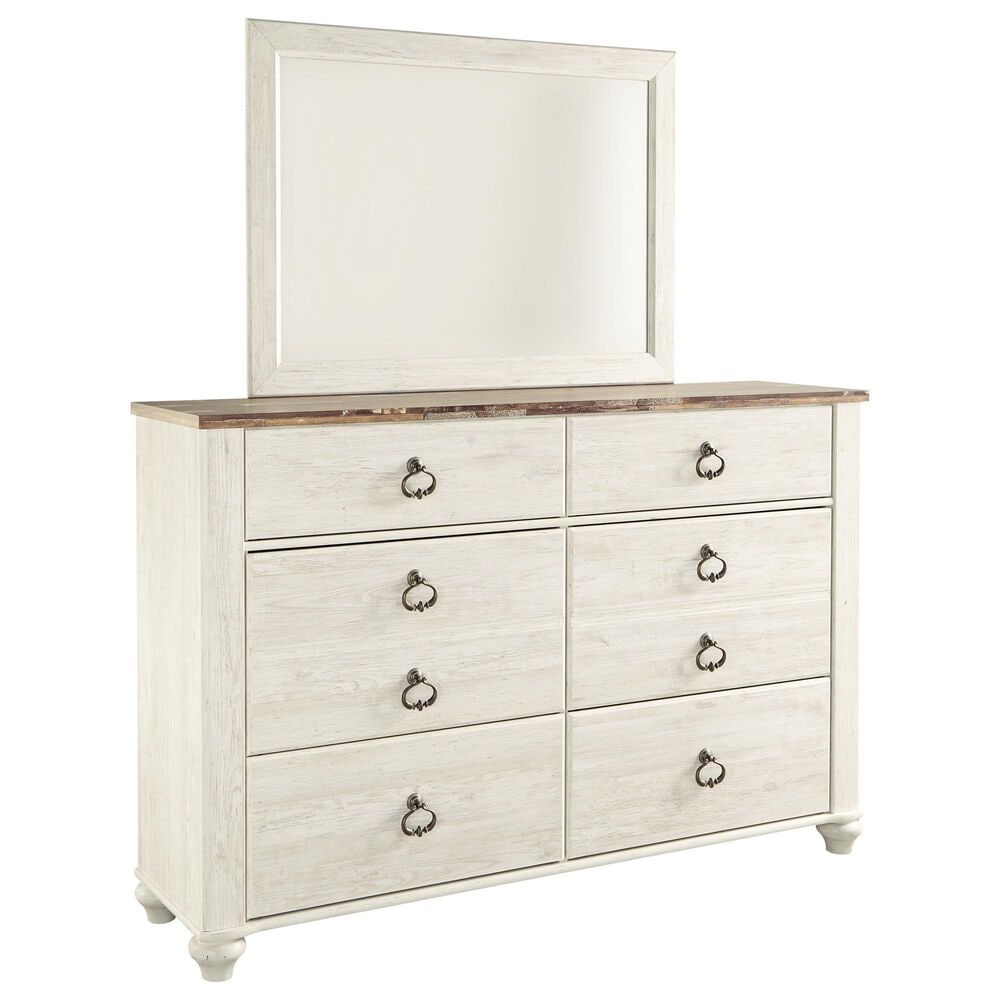 Ashley Willowton 4-Piece Full Storage Bedroom Set in Whitewash, , large