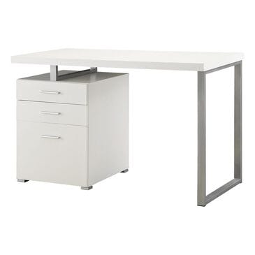 Pacific Landing Hilliard Writing Desk with File Drawer in White, , large