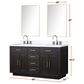 Lexora Home Abbey 60" Double Bathroom Vanity in Grey Oak with 2 cm White Carrara Marble Top and Rectangular Sinks, , large