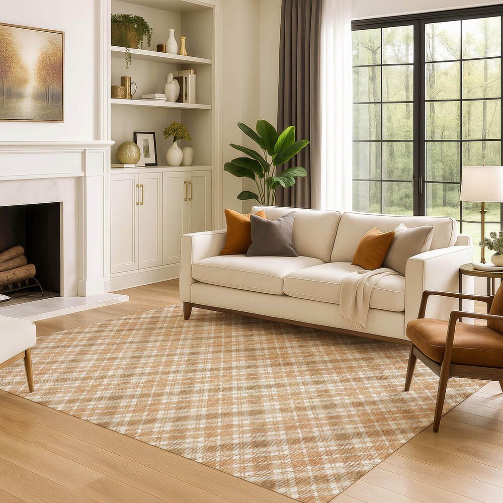 Dalyn Rug Company Soft Essentials Plaid Copper 3' x 5' Indoor/Outdoor Area Rug, , large