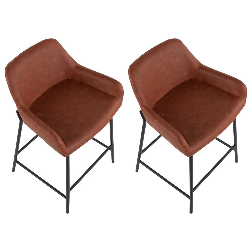 LumiSource Daniella 24" Counter Stool with Camel Upholstery in Black (Set of 2), , large