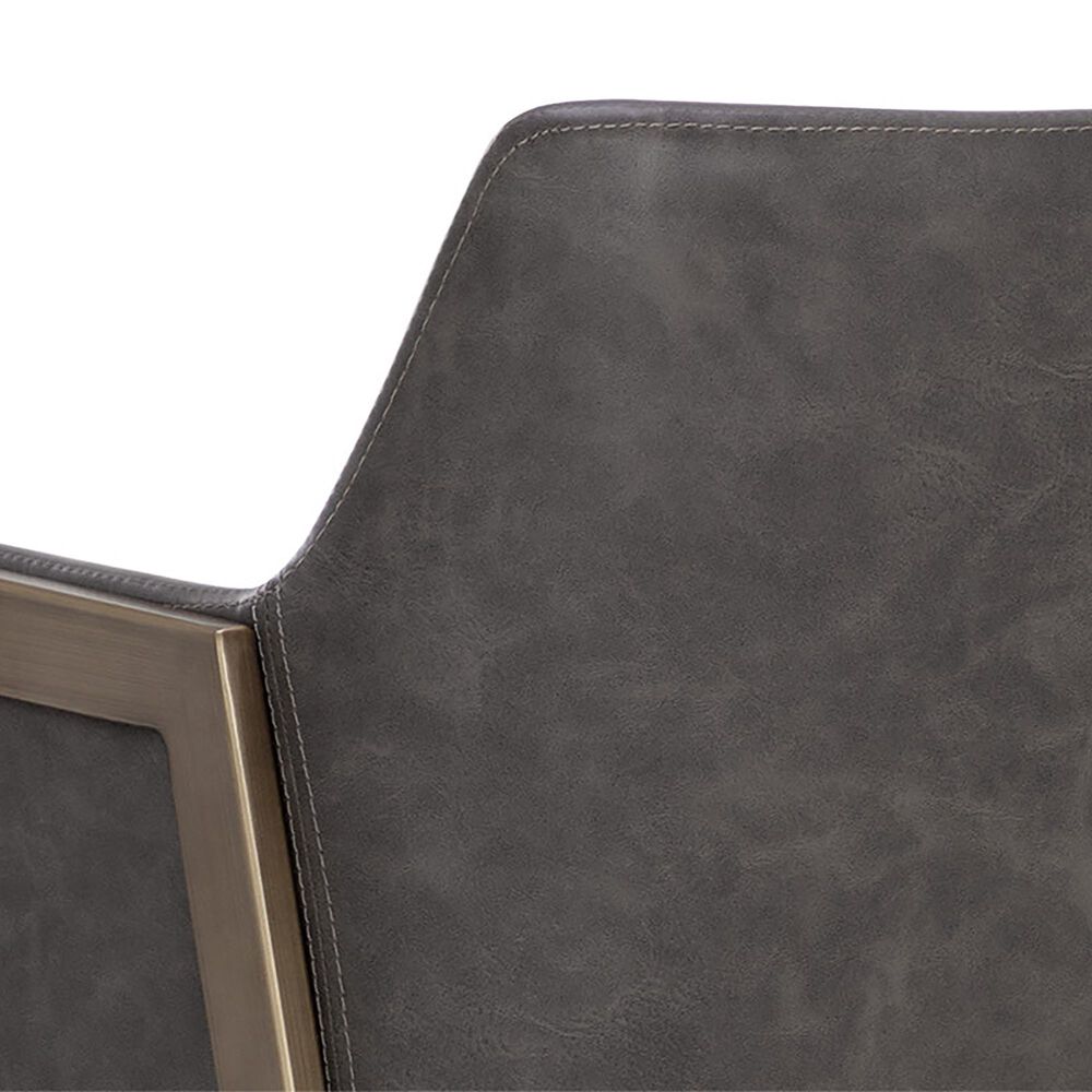 37B Bernadette Counter Stool with Kendall Grey Faux Leather Cushion and Antique Brass Finish, , large