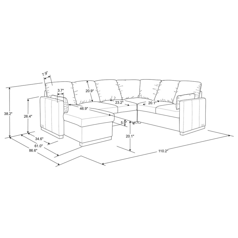 Lifestyle Solutions Edgewood Stationary Convertible Sleeper Sectional in Light Gray, , large