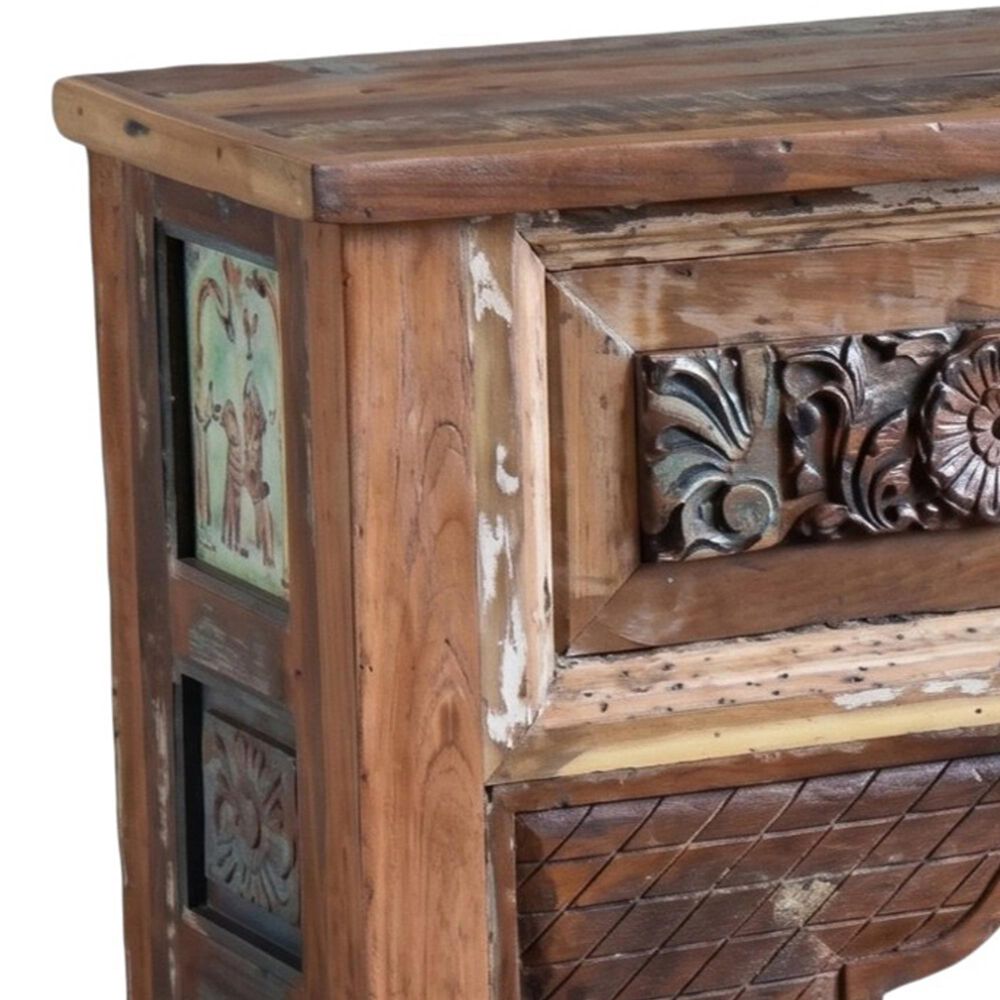Jaipur Home One of a Kind Old World Architectural Console Table in Brown, , large