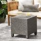 Hearth and Haven Puerta Outdoor Cube Wicker Side Table with Iron Frame in Black, , large