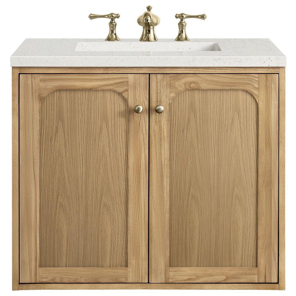 James Martin Vanities Laurent 30" Single Bathroom Vanity in Light Natural Oak with 3 cm Lime Delight Quartz Top and Rectangular Sink, , large