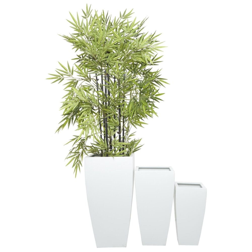 Maple and Jade Light Weight Planter with Tapered Base and Fluted Design in Satin White &#40;Set of 3&#41;, , large