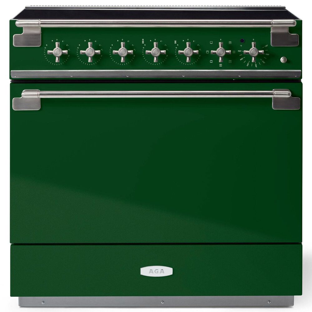 AGA Elise 36" Induction Range with Brushed Nickel Knobs in Cornwall Green, , large