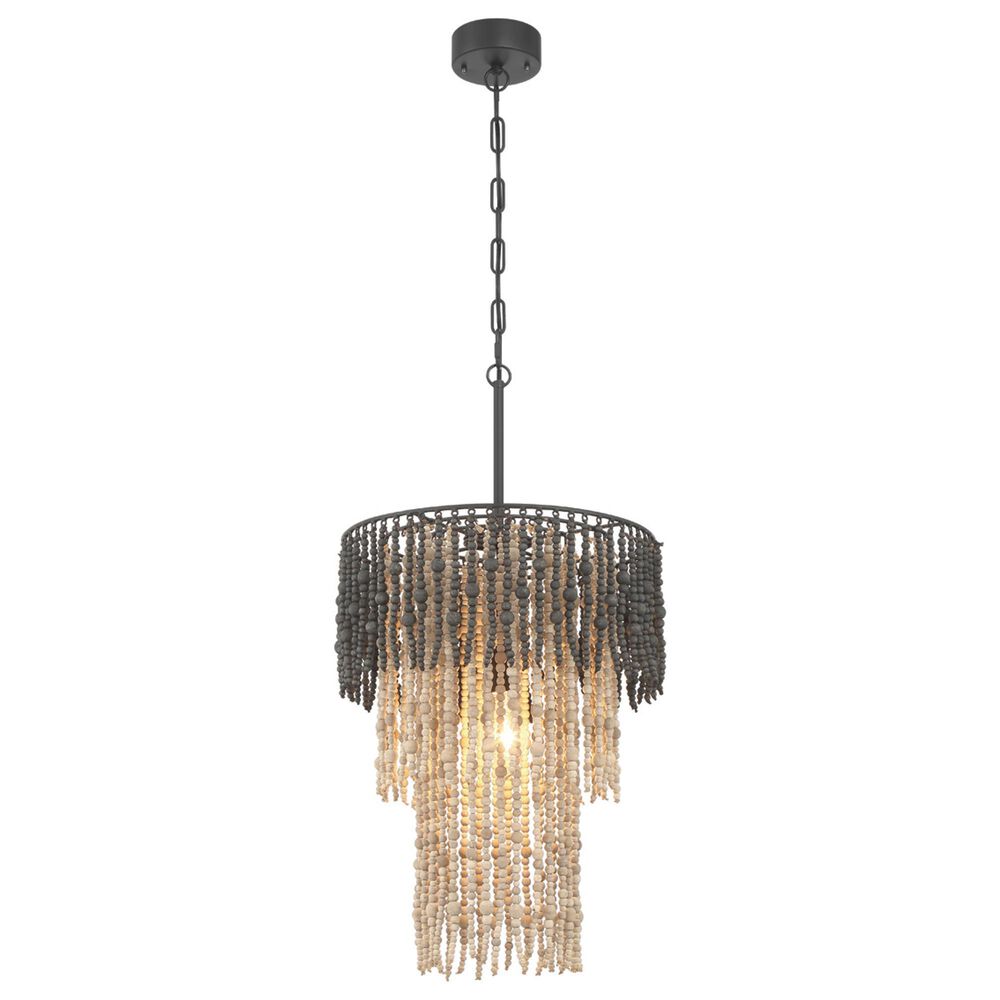 Creative Coop Marin 3-Tier Ombre Beaded Wood Chandelier in Black, , large