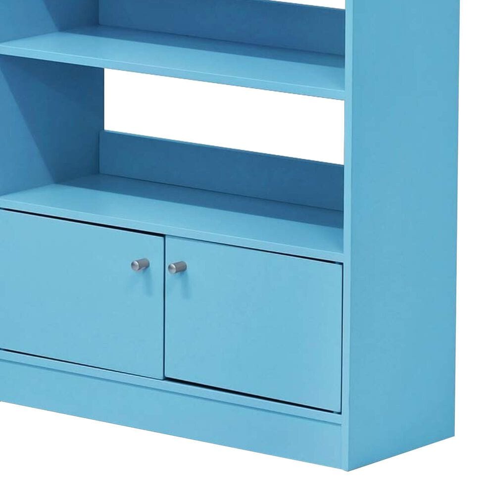 HOMLUX 4-Tier Space Saving Bookshelf with Storage Cabinet and Door in Light Blue, , large