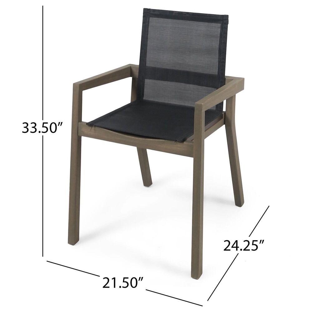 Hearth and Haven Belfast Outdoor Dining Chair with Grey Frame in Black (Set of 2), , large