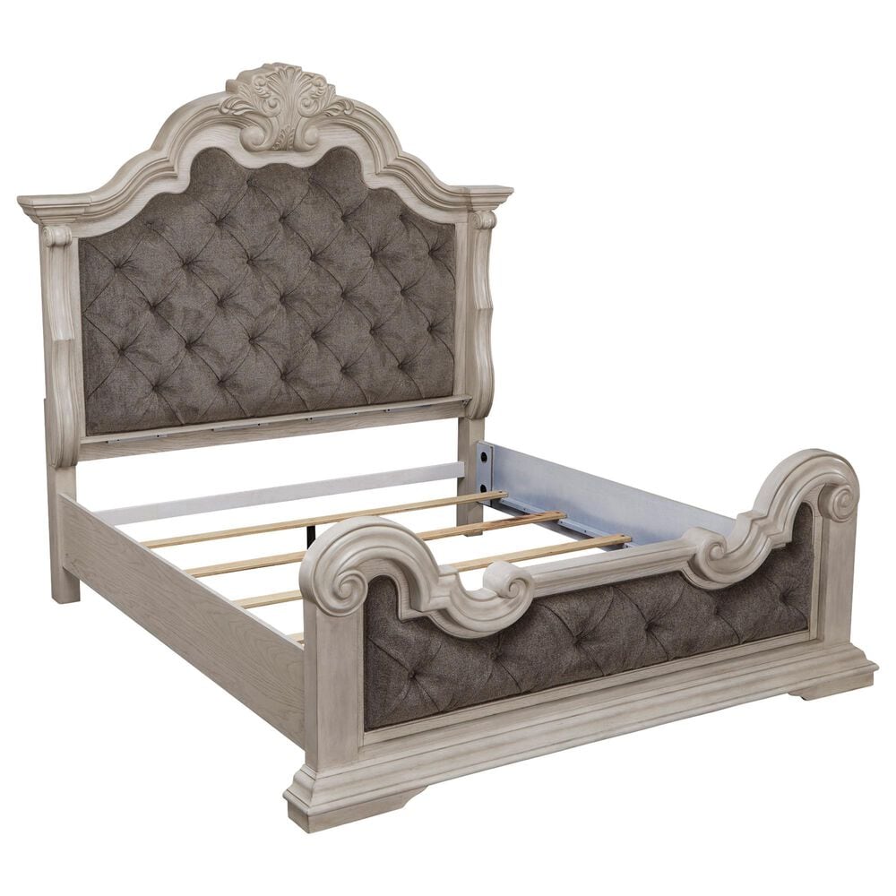 Millenium Bruchandi California King Upholstered Panel Bed in Antiqued White, , large