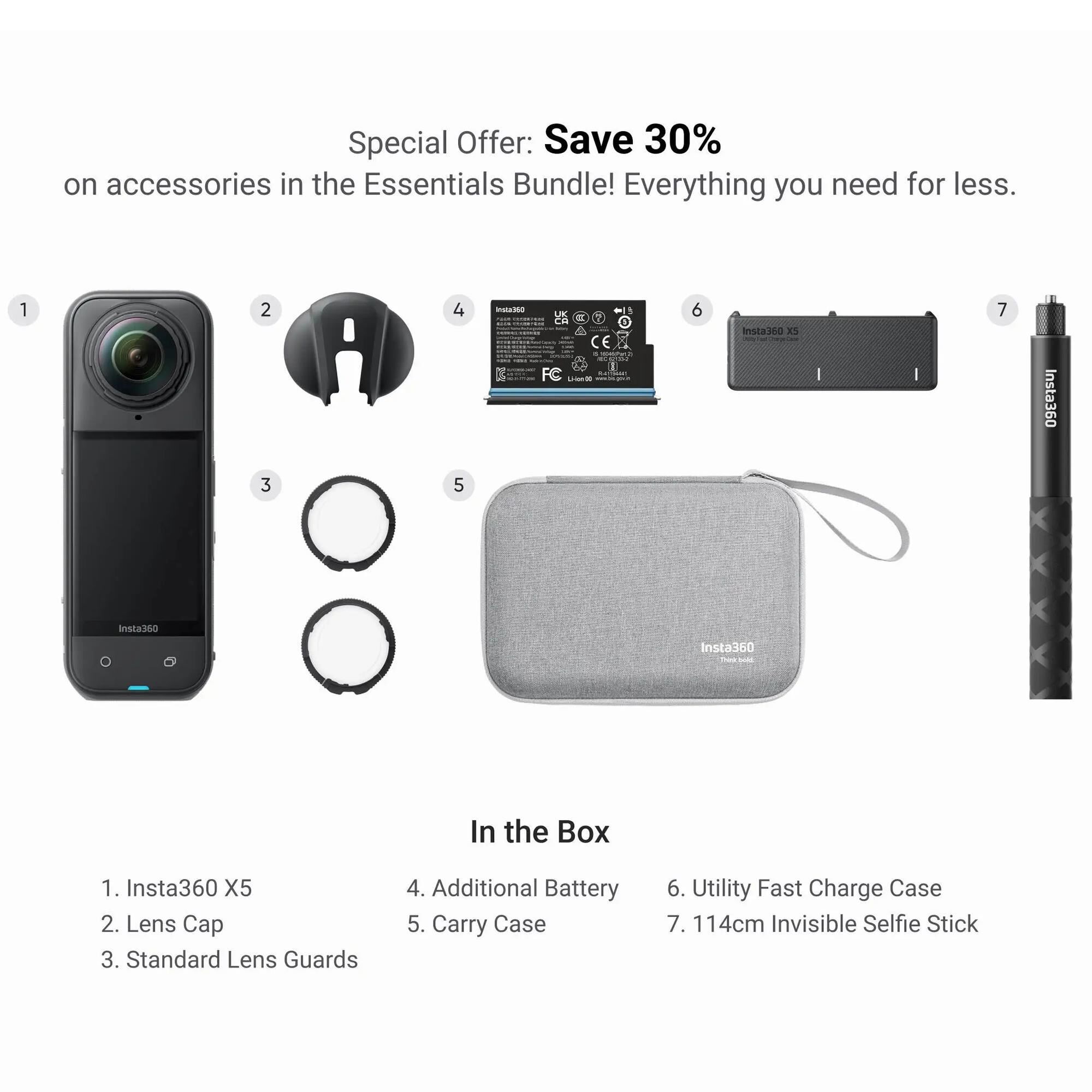 Insta360 X5 Essentials Bundle Action Camera in Black