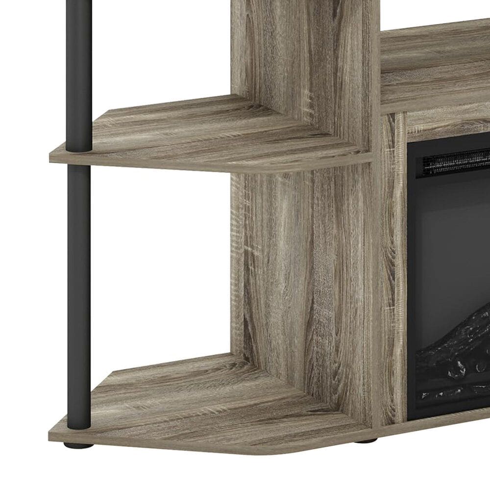 HOMLUX 47" Corner TV Stand with Electric Fireplace in French Oak Grey and Black, , large