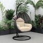 Leisuremod 41" Patio Hanging Egg Swing Chair with Taupe Cushion in Charcoal, , large