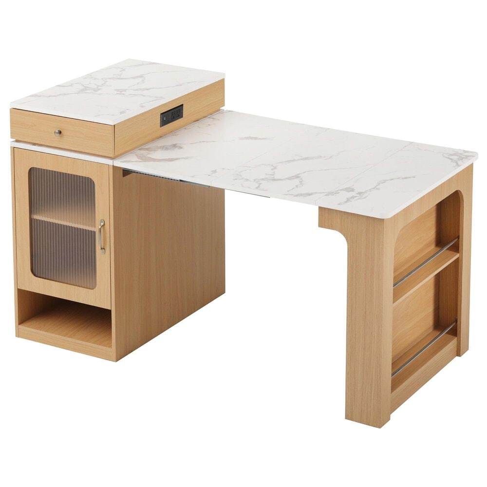 HOMLUX 60" Kitchen Island in Natural, , large