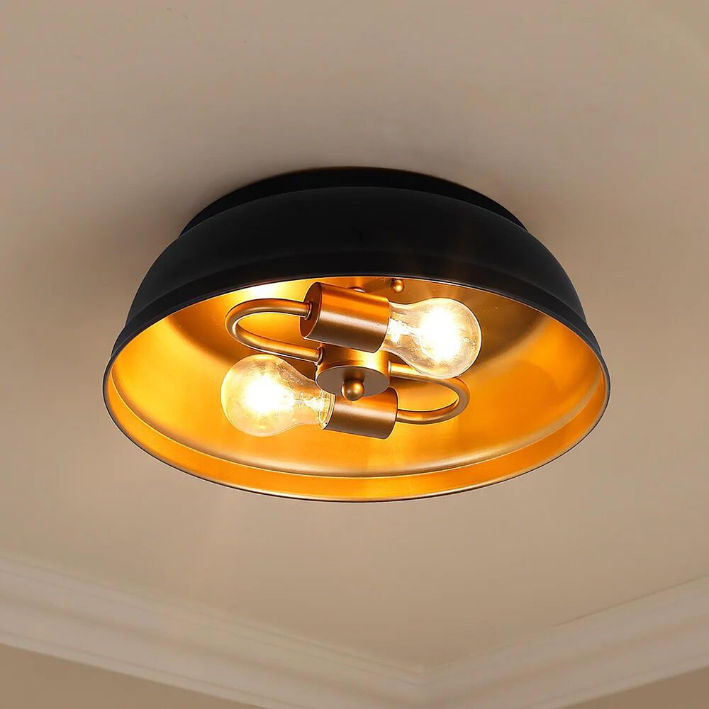 Golden Lighting Rebel 2-Light Flush Mount in Matte Black, , large