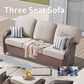 Hearth and Haven Outdoor Sofa with T-back Cushions and Brown Wicker in Beige, , large