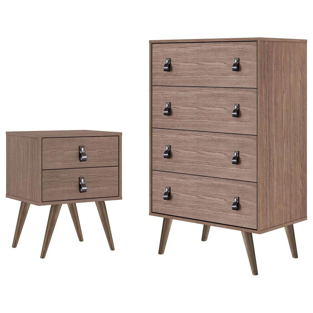 Dayton Amber 2Piece Tall Dresser and Nightstand Set in Nature NFM