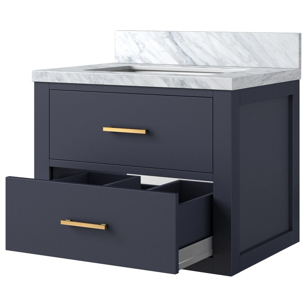 Lexora Home Castor 24&quot; Single Bathroom Vanity in Blue with White Acrylic Top and Rectangular Sink, , large