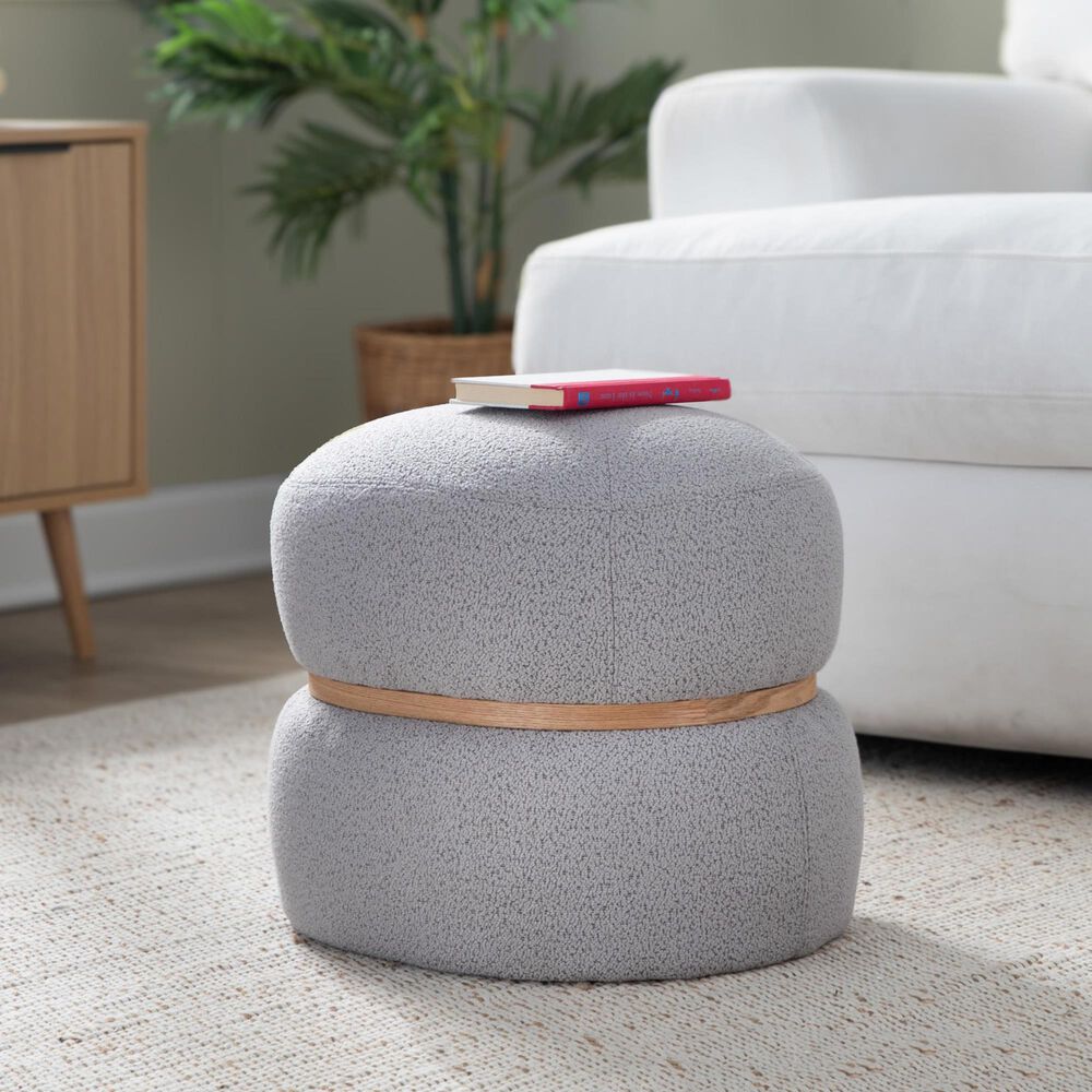 Lumisource Cinch Pouf Ottoman in Grey, , large