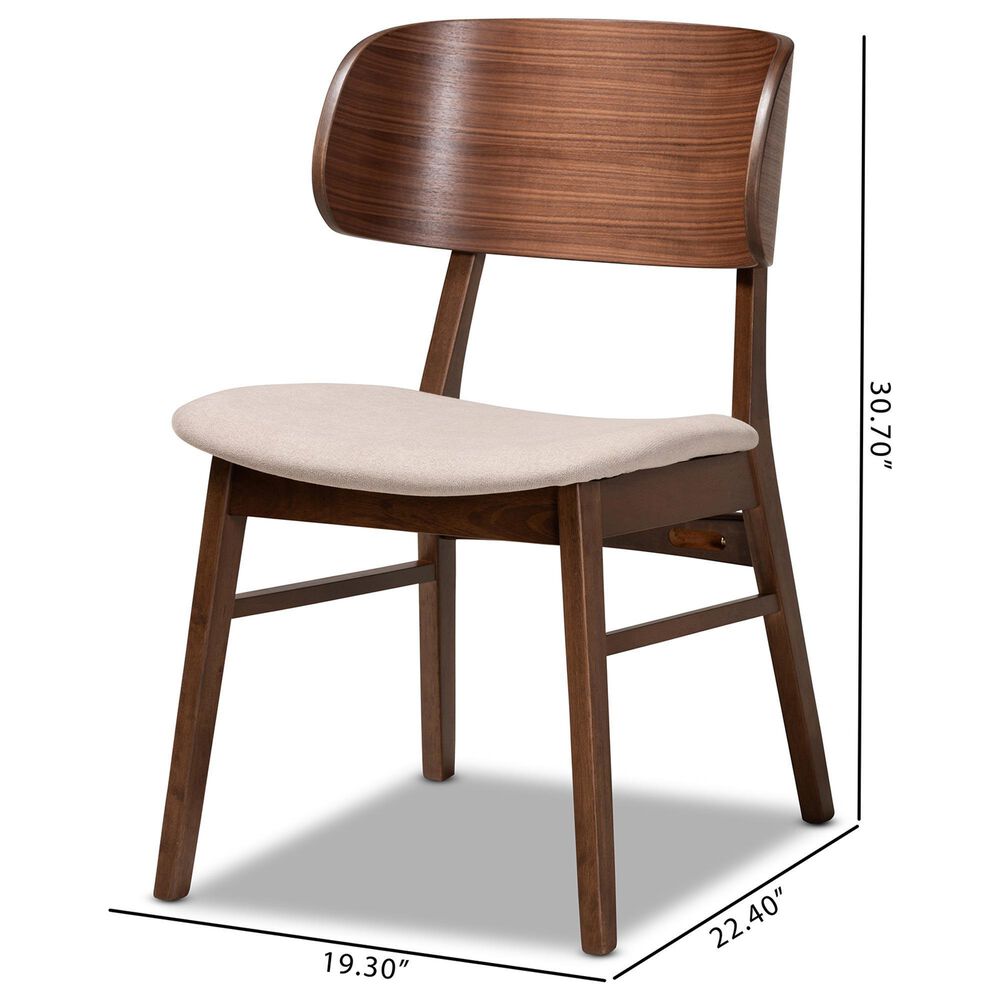 Baxton Studio Alston Side Chair with Beige Cushion in Walnut Brown (Set of 2), , large