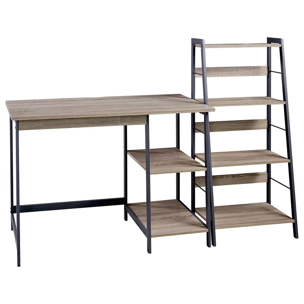 Signature Design by Ashley Soho Home Office Desk and Shelf in Brown and Black, , large