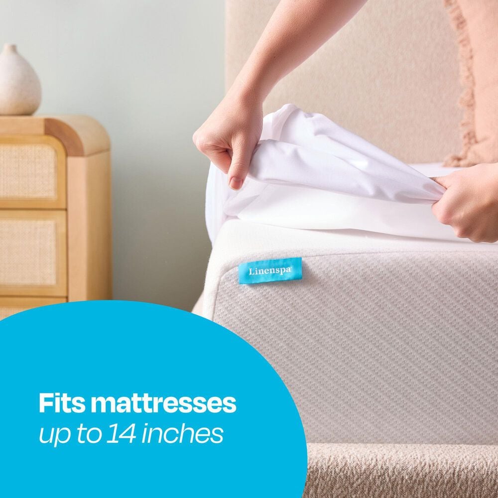 Malouf 5-Sided Premium Full Mattress Protector in White, , large