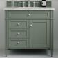 James Martin Vanities Brittany 36" Single Bathroom Vanity in Smokey Celadon with 3 cm Victorian Silver Quartz Top and Rectangular Sink, , large