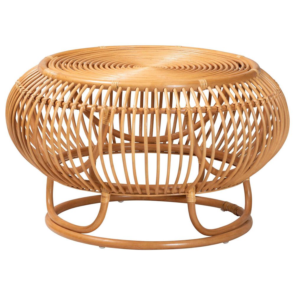 Baxton Studio Adeola Round Coffee Table in Light Honey, , large