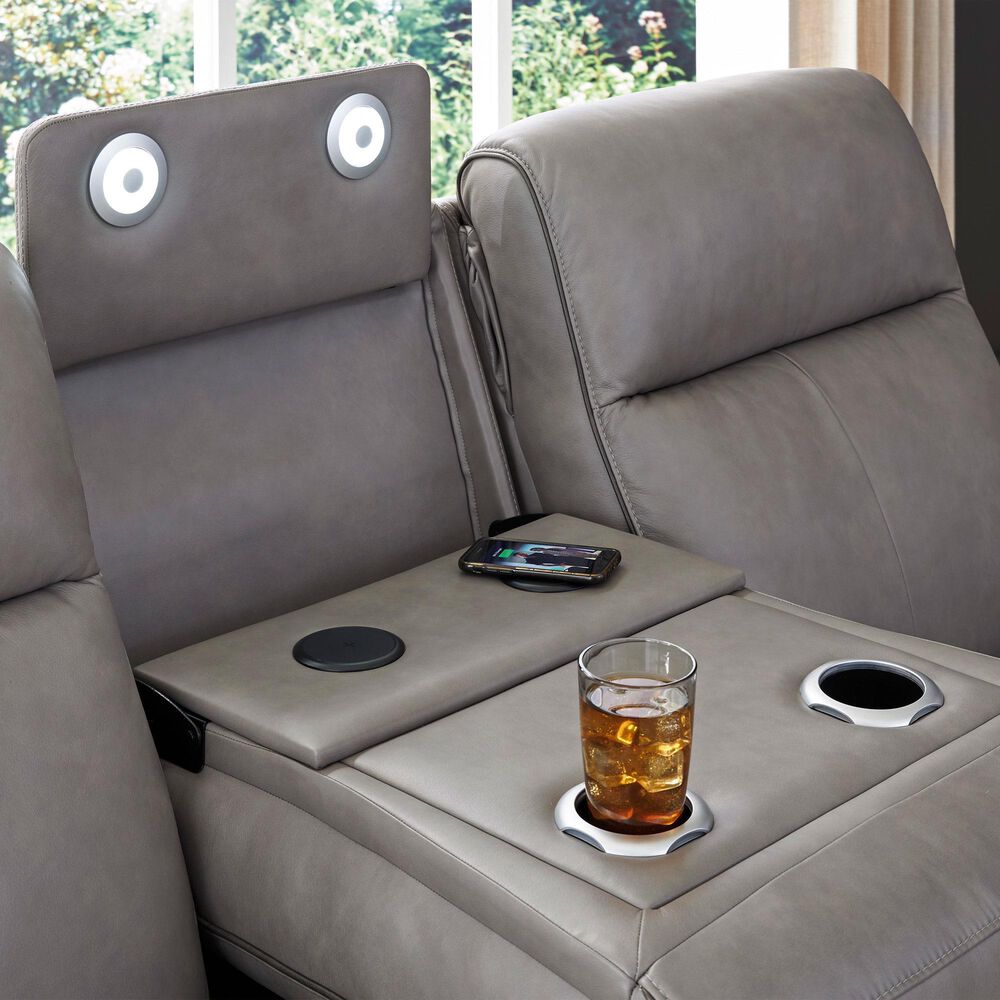 Ashley 5Z-Comfort Power Recliner Sofa with Adjustable Headrest in Coin, , large