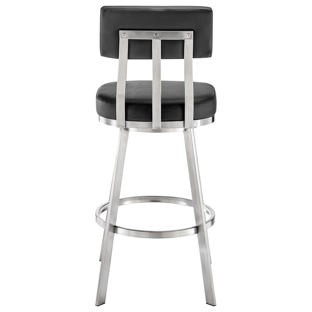 Blue River Benjamin Swivel Counter Stool with Black Cushion in Brushed Stainless Steel, , large
