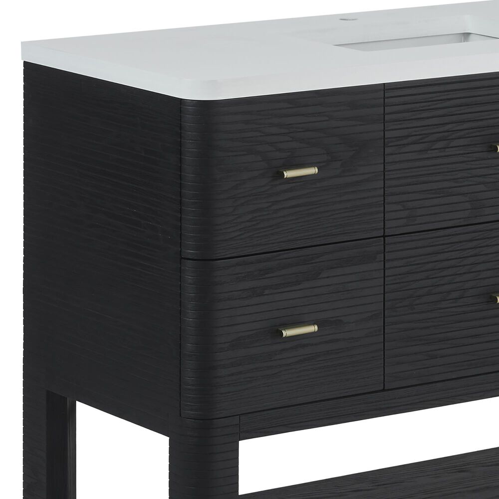 James Martin Vanities Lucian 48&quot; Single Vanity in Carbon Oak with 3 cm White Zeus Quartz Top, , large